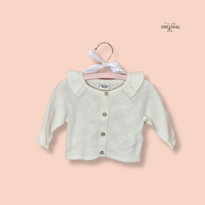 Mon Petit Dressing | Cardigan blanc à col de la marque Tape à l'oeil. Cardigan à louer, bouton doré sur le devant