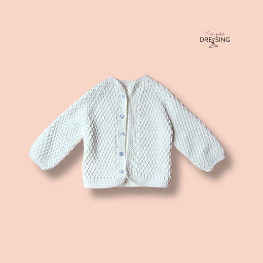 Mon Petit Dressing | Cardigan fait main au crochet en coton. Made In France. Idéale cérémonie