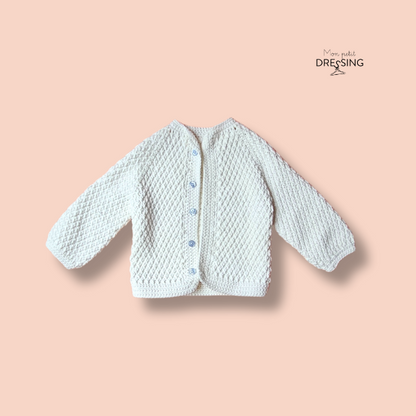 Mon Petit Dressing | Cardigan fait main au crochet en coton. Made In France. Idéale cérémonie