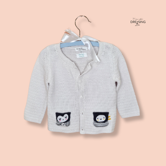 Mon Petit Dressing | Cardigan blanc à poche, marque DPAM