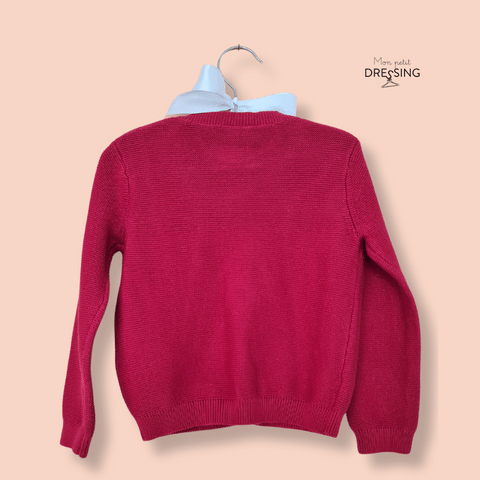 Mon Petit Dressing | Cardigan framboise - taille 36 mois vue de dos