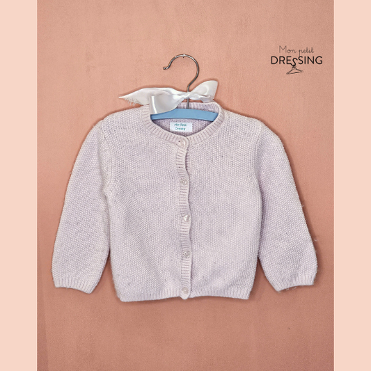 Mon Petit Dressing | Cardigan rose pale en coton et laine, marque Boutchou