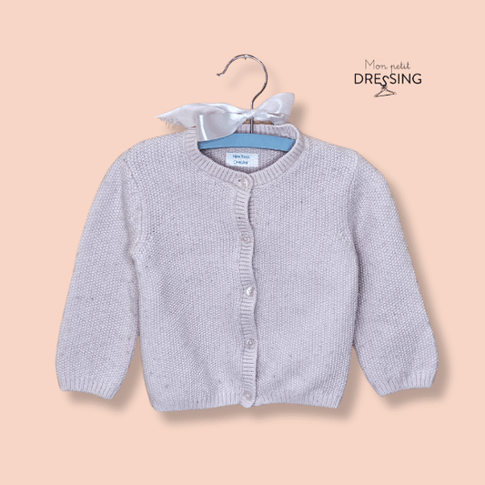 Mon-petit-dressing.com | Cardigan rose pâle coton et laine. Boutchou. Disponible à la location 