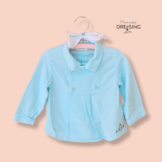 Mon Petit Dressing | Chemise croisee bleu pastel 