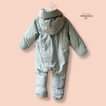 Mon Petit Dressing | Combipilote grise molletonnée avec grande capuche et mouffles intégrées Jacadi