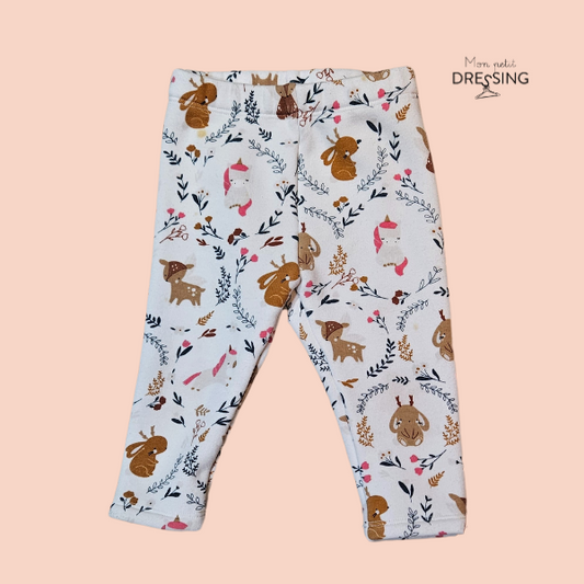 Mon Petit Dressing | Legging molletonné motif forêt licorne taille élastique, confortable, idéale pour l'hiver