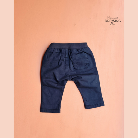 Pantalon bleu marine 1 poche 3 mois - Vue de dos