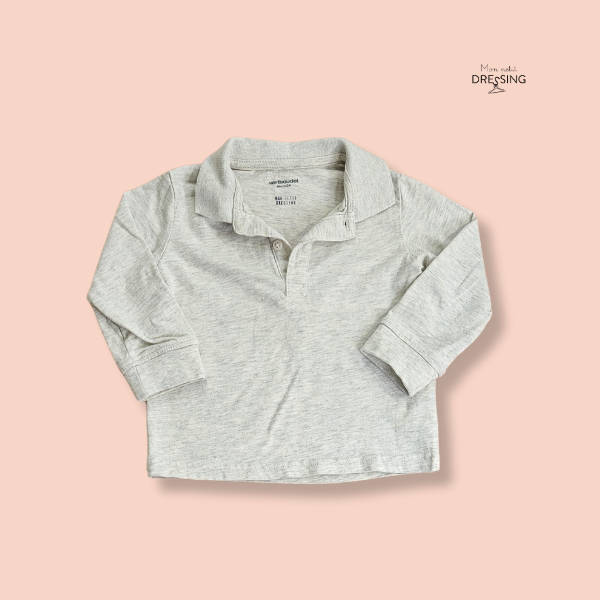 Mon Petit Dressing - Polo gris gris clair à manches longues - Verbaudet