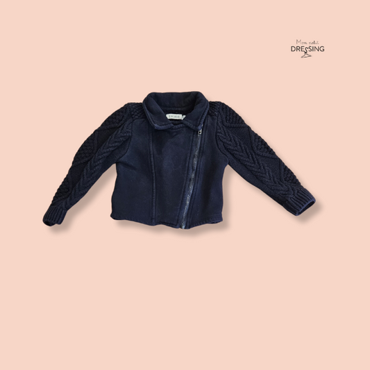 Mon Petit Dressing - Veste bleue nuit IKKS, fermeture à glissière