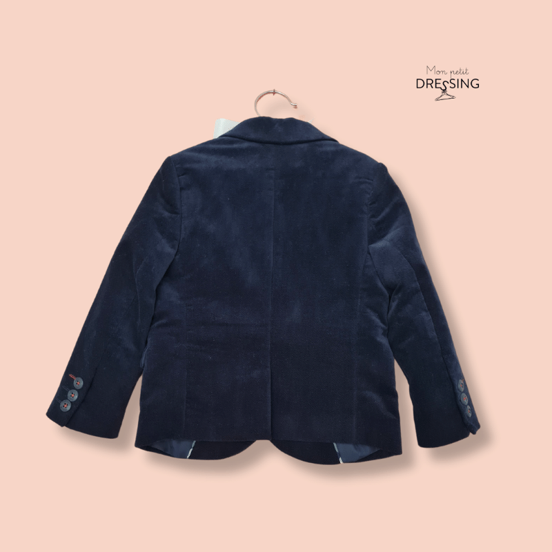 Mon Petit Dressing | Veste en velours bleue nuit vue dos. Sergent Major