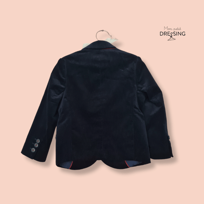 Mon Petit Dressing | Veste en velours bleue nuit avec pochette vue dos. Marque Sergent Major