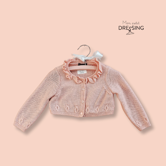 Mon Petit Dressing | Cardigan col colerette en maille de  couleur rose. Comme un bolero. Marque Sergent Major