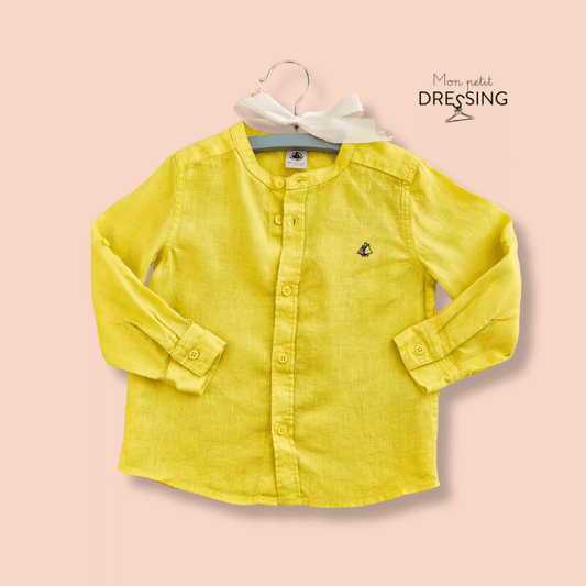 Mon Petit Dressing | Chemise col mao jaune 