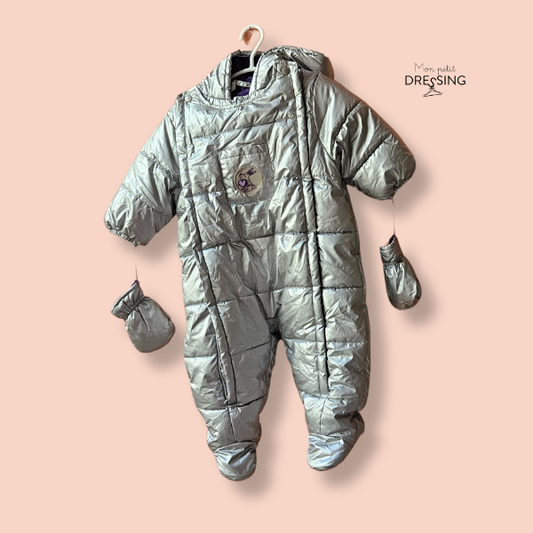Mon Petit Dressing | Combi-pilote grise avec moufles pour maintenir bébé au chaud. DPAM