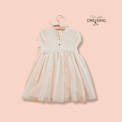 Mon Petit Dressing | Robe rose et blanche tutu, Petit Bateau. Pièce iconique. Ouverture du col élargie par 3 boutons pression. Vue de dos. 