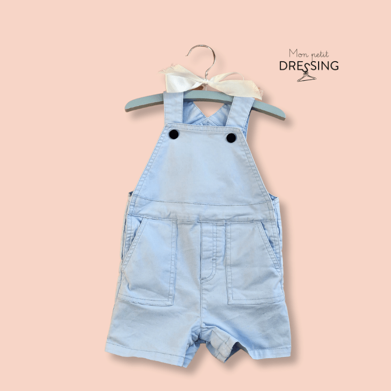 Mon Petit Dressing | Salopette courte bleu ciel Jacadi