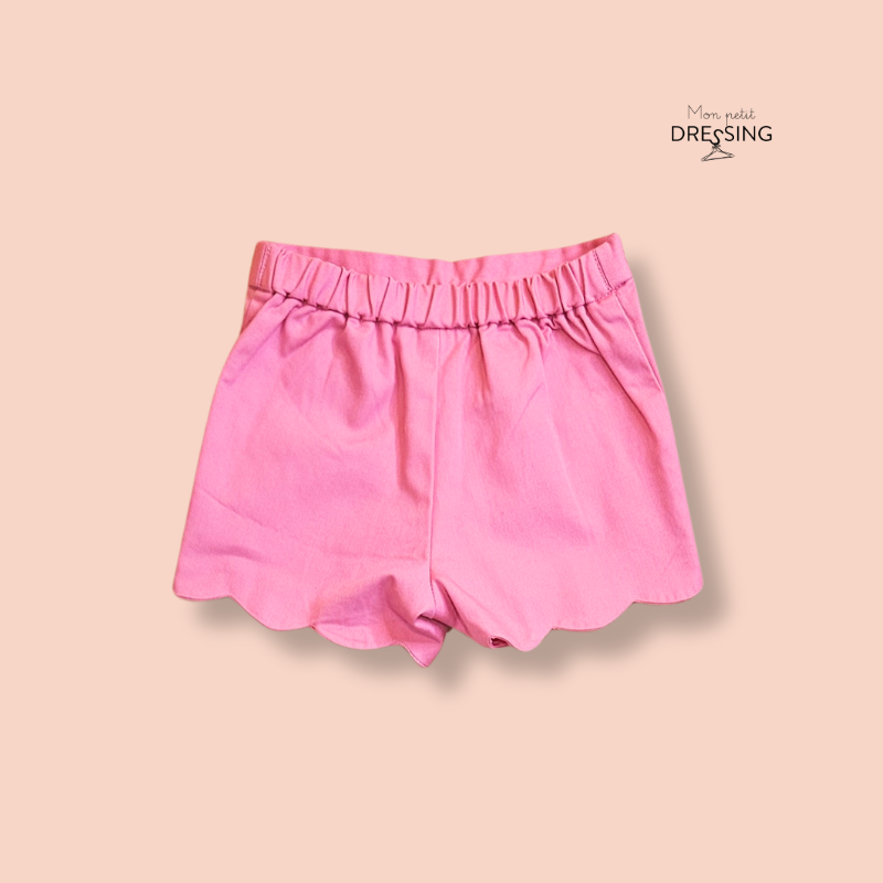 Mon Petit Dressing | Short rose festonné de la marque Jacadi, taille élastique au dos.