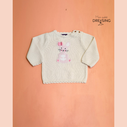 Pull blanc maille lapin 