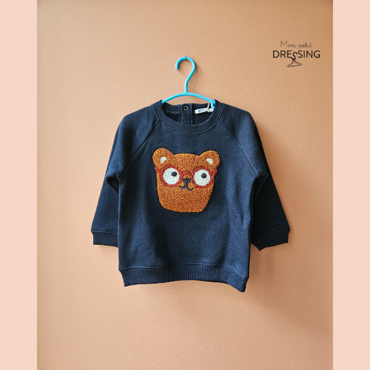 sweat moletonné, ourson marron, boutchou, Monoprix