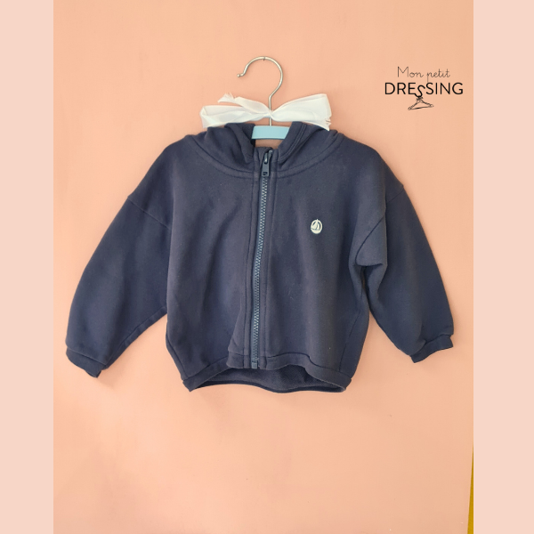 veste capuche bleu nuit - Petit Bateau