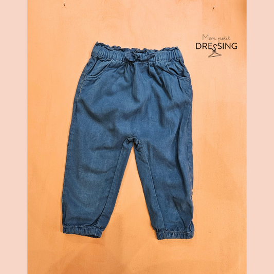 Pantalon ample bleu noeud 