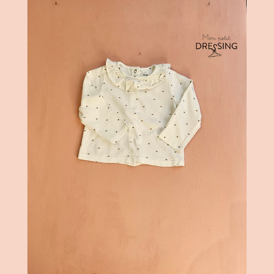 Mon Petit Dressing | T shirt blanc coeur dore col Verbaudet
